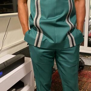 Men’s Green Short-Sleeve Traditional Set with Silver Detailing