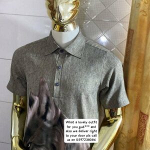 Men’s Grey Short-Sleeve Traditional Set with Matching Cap