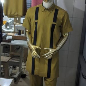 Mustard Gold Men’s Short-Sleeve Kaftan Set