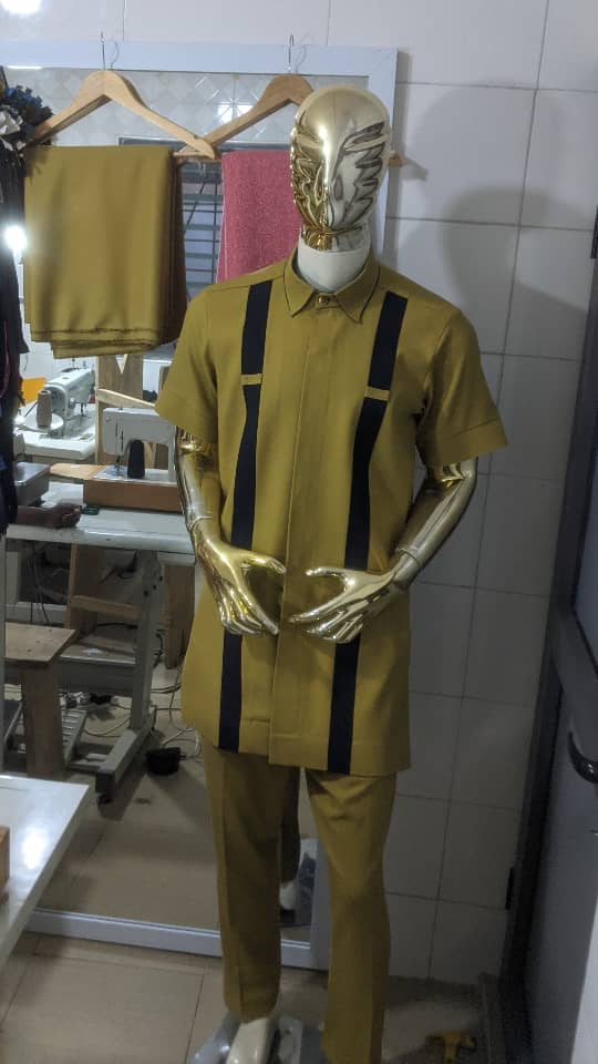 Mustard Gold Men’s Short-Sleeve Kaftan Set