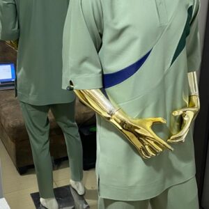 Elegant Sage Green Men’s Two-Piece Kaftan Set with Modern Detailing